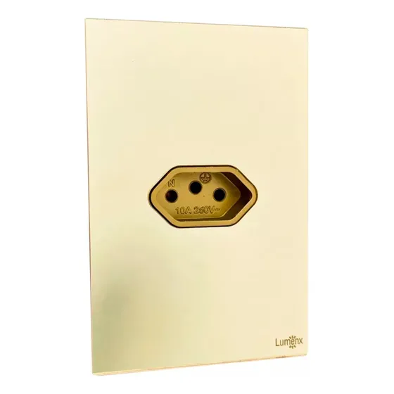 Tomada Simples 10/20a Em Acrílico Dourado 4x2 Lumenx