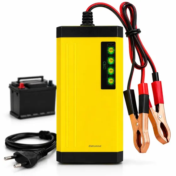 Carregador De Bateria Automotiva 12v 2a Bivolt Eletromind Carro Moto Recuperador De Baterias Veicular Inteligente Com Indicador Led