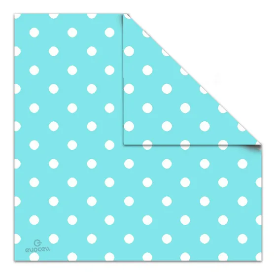 Papel Plastificado P/forrar Muresco Celeste Lunares Blanco E