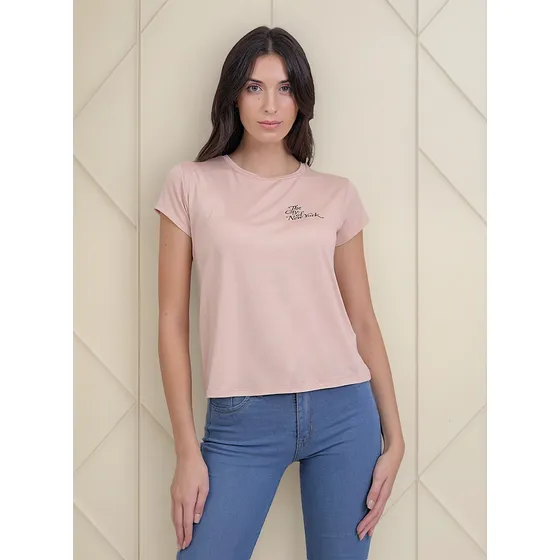 Remera Manga Corta Viscosa New York Mujer - Jaguar Azul