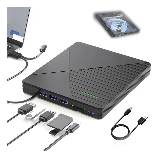 Lector Dvd Externo Quemador Cd Grabador Lectora Usb Y Tipo C
