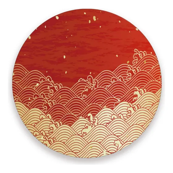 Vnurnrn Juego 2 Posavaso Japones Color Rojo Dorado Para Base