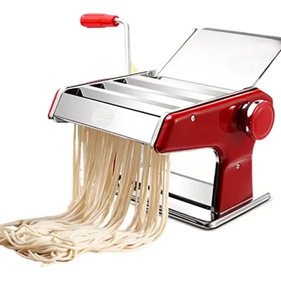 Máquina Laminadora Para Pasta Casera Acero Inoxidable Rojo