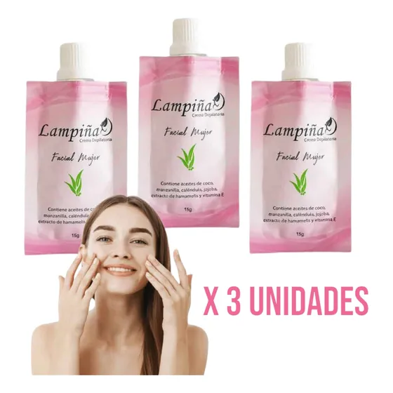 Lampiña Crema Depiladora Facial 3 Sachets 15g
