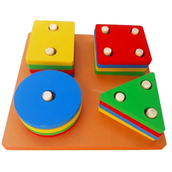 Prancha De Formas Geométricas Em Madeira Brinquedo Educativo