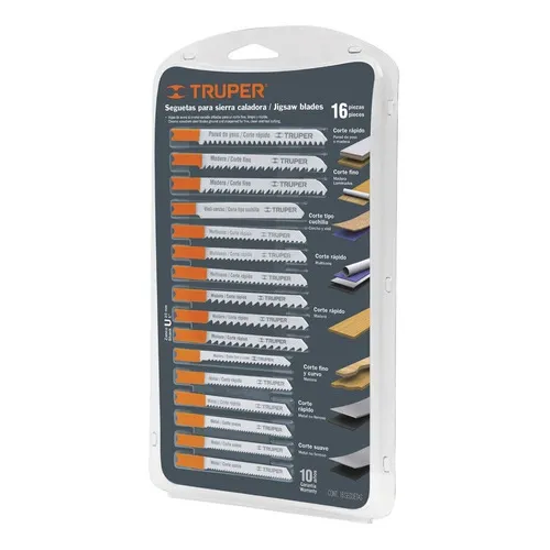 Juego Seguetas Caladoras Cortes Rectos 16 Pz Truper 16129