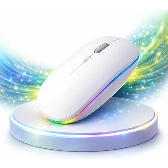Mouse Sem Fio Recarregável Rgb Maxnova Ergonômico Usb Gamer Branco