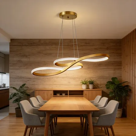 Lustre Pendente Led 64w Moderno Luxo Design 3 Em 1 110v - 220v Dourado