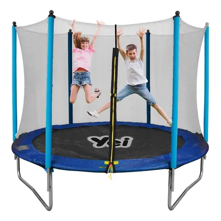 Yei Brincolin Trampolin Infantil 8 Pies Reforzado Red Seguridad Lona De Salto Negra Cobertor De Resortes Azul