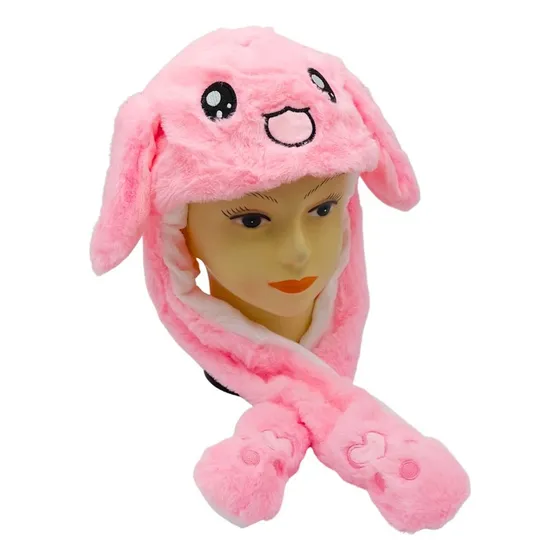 Gorro Niño Infantil Mueve Orejas Con Luces Led Conejo Rosa