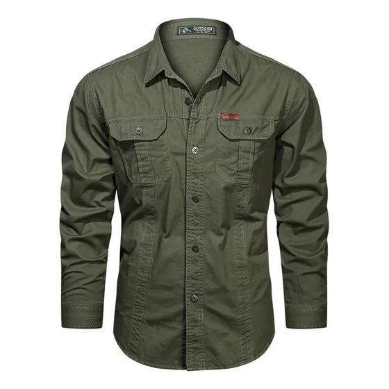 Camisa Táctica Militar Hombre Manga Larga Algodón Casual Top