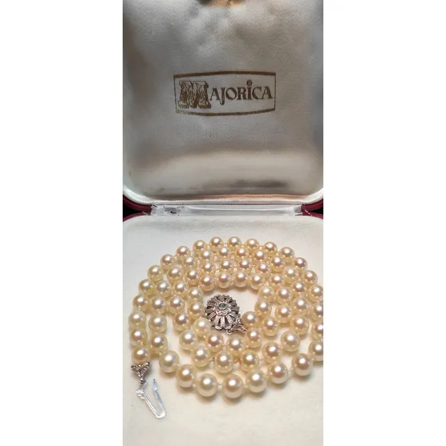 Collar De Perlas Majorica Broche Oro  65 Cm Largo Original
