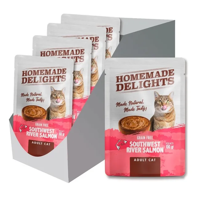 Caja Pouch Homemade Delights Gato Adulto Salmon X 12 Unid