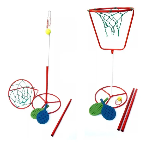 Juego 2 En 1 Tenis Orbital C/aro De Basquet Paletas