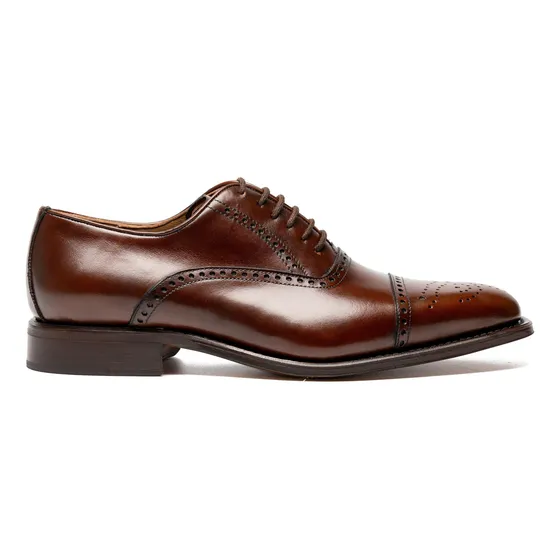 Zapato Vestir Cosido Oxford Marrón Brogue Hombre 102181