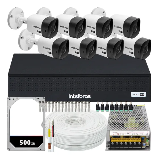 Kit Cftv 8 Câmeras Segurança Intelbras Residencial Dvr 1008c