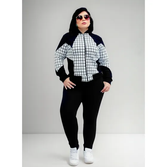 Agasalho Feminino De Inverno Plus Size Jaqueta E Calça