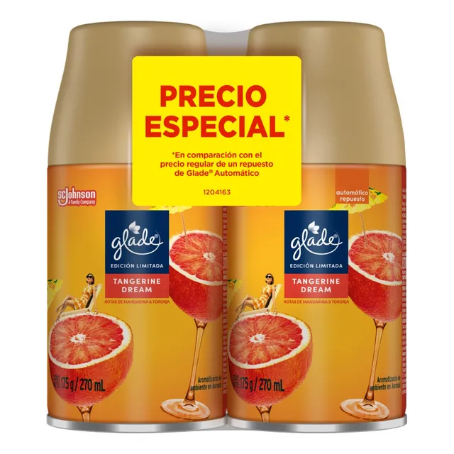 Pack X2 Aromatizantes Aceites Naturales Tangerine Dream 540 ML Glade