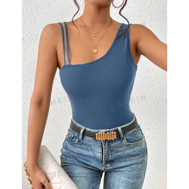 Top De Dama Tejido Canale Asimetrico Nuevo Moda Shein !!!