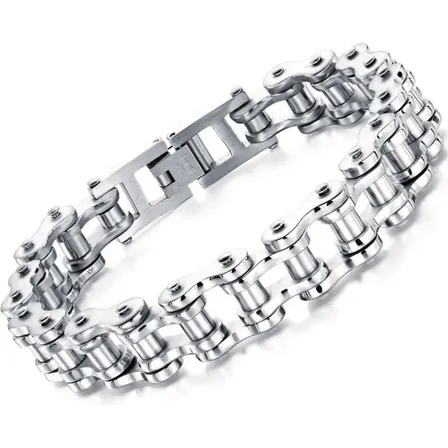 Bracelete Pulseira Masculina Aço Inox Corrente Moto Bike