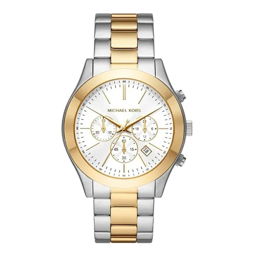 Reloj Michael Kors Slim Runway Multicolor Mk8986 E-watch Color De La Correa Plata/dorado Color Del Fondo Blanco
