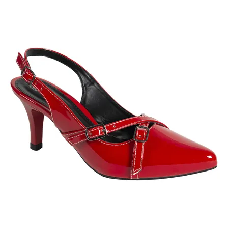 Sapato Scarpin Feminino Mule Bico Fino Detalhe Fivela