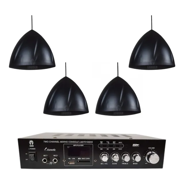 Kit Amplificador Sonido Ambiental Y 4 Bocinas Colgantes