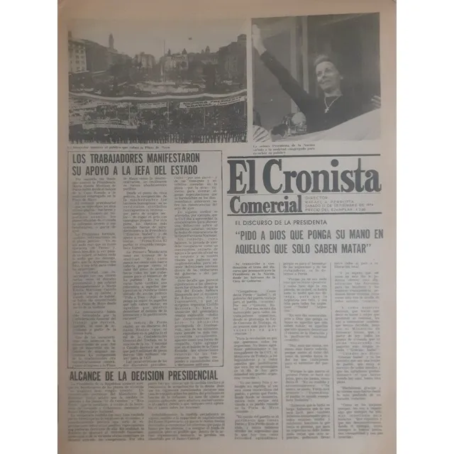 El Cronista Comercial 21/9/74 Apoyo A Martinez De Peron