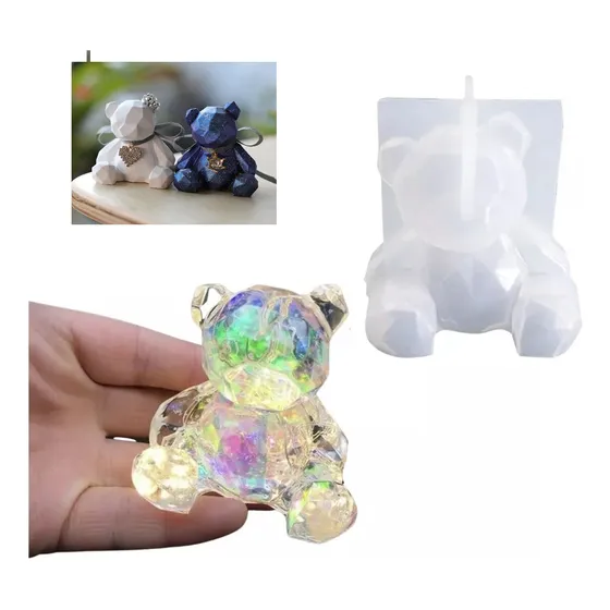 Molde De Silicon Osito Diamante  Resina Epoxica 