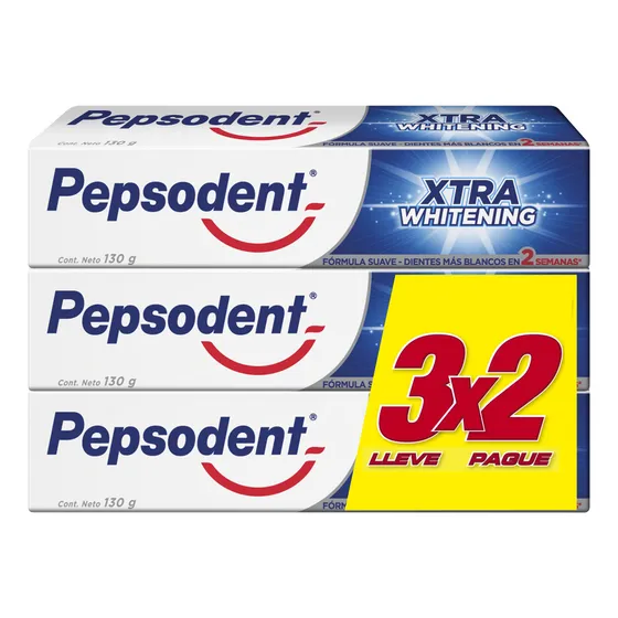 Pack x3 Pasta Dental Extra Whitening 130g cada una Pepsodent