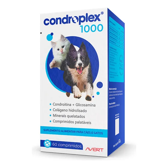 Suplemento Condroplex 1000 Avert Cães E Gatos G 60 Comp