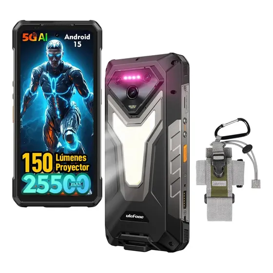 Celular Ulefone Armor 34 Pro Plus 5g Dual Sim Smartphone Robusto Con Ai Proyector 25500 Mah 32gb Ram 512gb Rom Android 15 Luz Led De 1100 Lúmenes