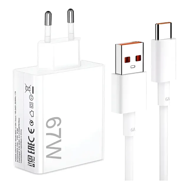 Carregador Turbo Usb C 67w (fonte + Cabo) Branco