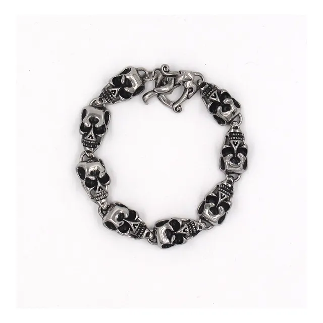 Pulsera Brazalete Acero Calavera Ridge Hombre Mujer Fight Diámetro 22 Cm Largo 22 Cm