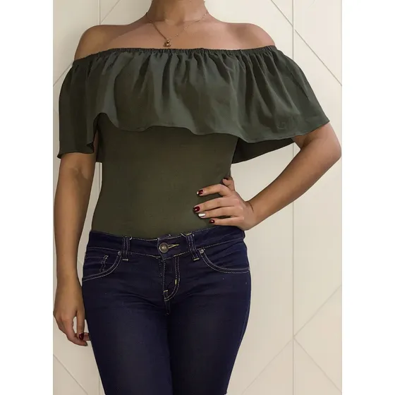 Blusa Body Campesina Licrado Cuello Bandeja Bolero Moda Dama