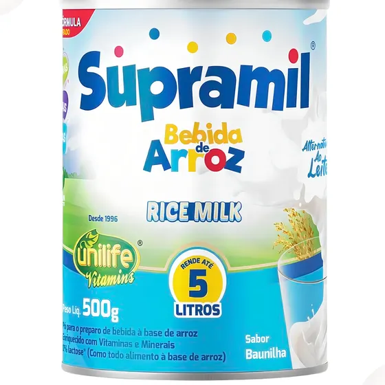 Bebida De Arroz Rice Milk Kids Unilife Sem Lactose 500g Sabor Baunilha