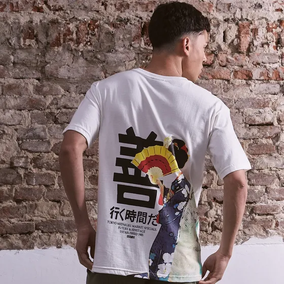 Remera Oversize Unisex Dogma Geisha De Algodon Doble Estampa