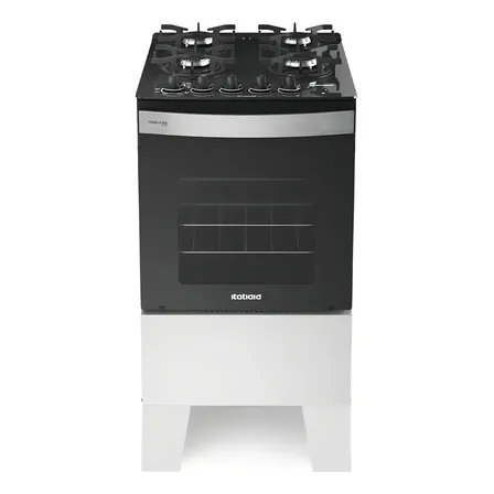 Fogão 5 Bocas Itatiaia Itaglass Plus Branco Trempes Ferro E Mesa De Vidro Com Acendimento Automático