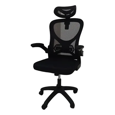 Cadeira De Escritório Ergonômica Tecido Em Apoio De Cabeça Preto Algodão