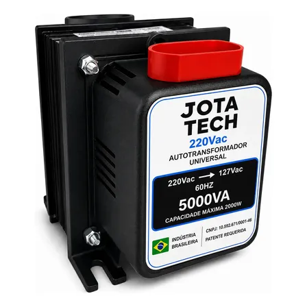 Auto Transformador JOTA TECH 5000VA Bivolt 127V/220V Conversor 2.000W Ar Geladeira