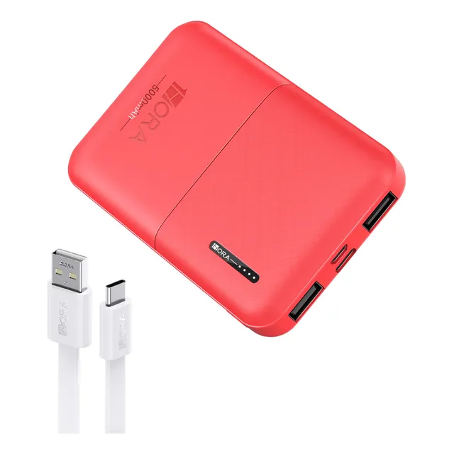 Power Bank Batería Portátil 5000mah 2.1a Ultra Mini 1hora Color Rojo