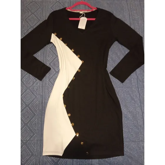Vestido Para Dama Manga Larga De Algodón Stretch, Talla M