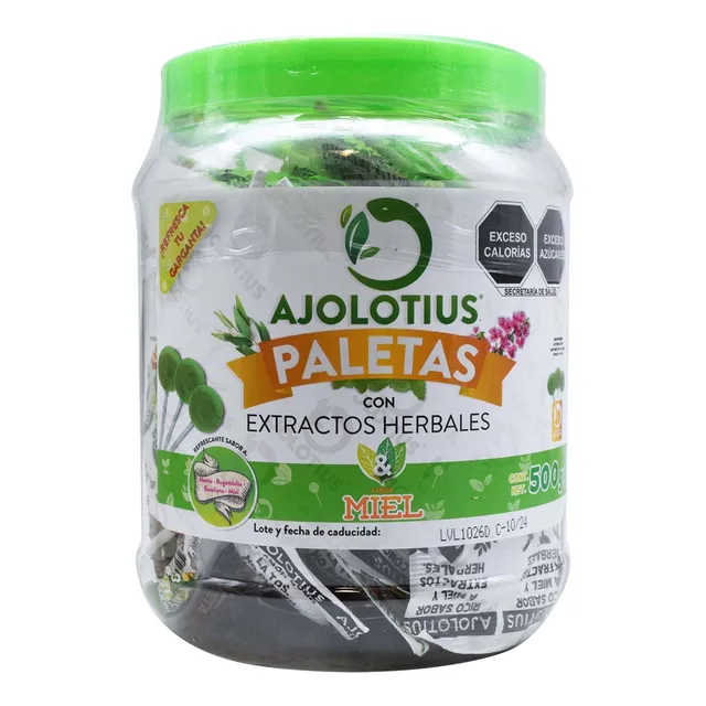 Paletas Ajolotius Con Extractos Herbales 50 Pzas.
