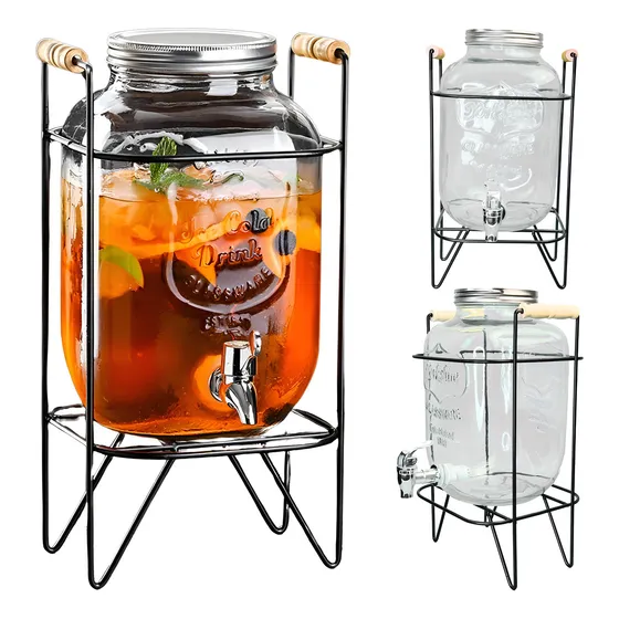 Dispensador De Bebidas Vitrolero Ecomlab Con Base Metalica Color Transparente