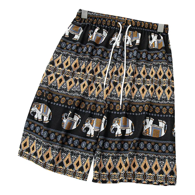 Pantalones Cortos De Tela Ligera Con Estampado De Elefantes