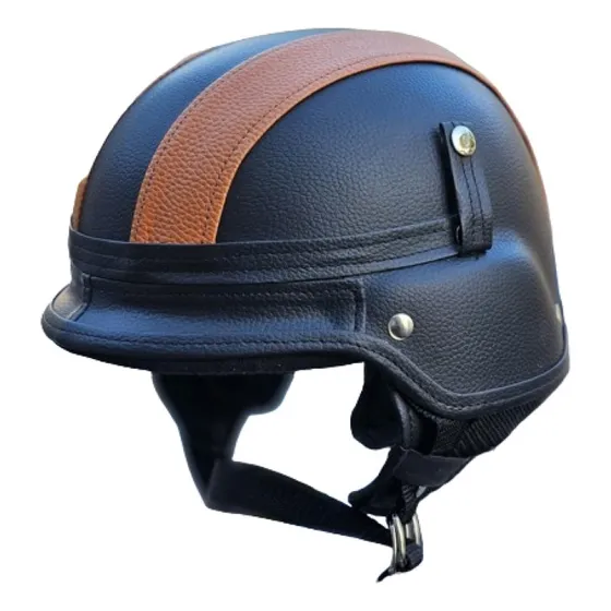 Casco Custom Negro Y Marron Con Vicera - Portalvendedor
