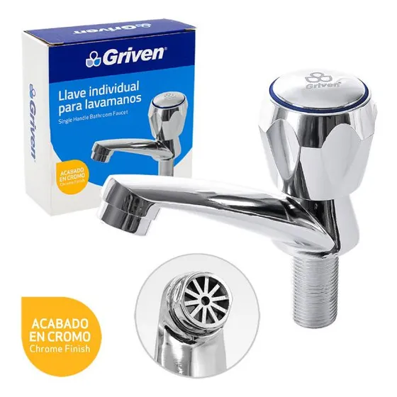 Llave Lavamano Individual Metálica Pomo