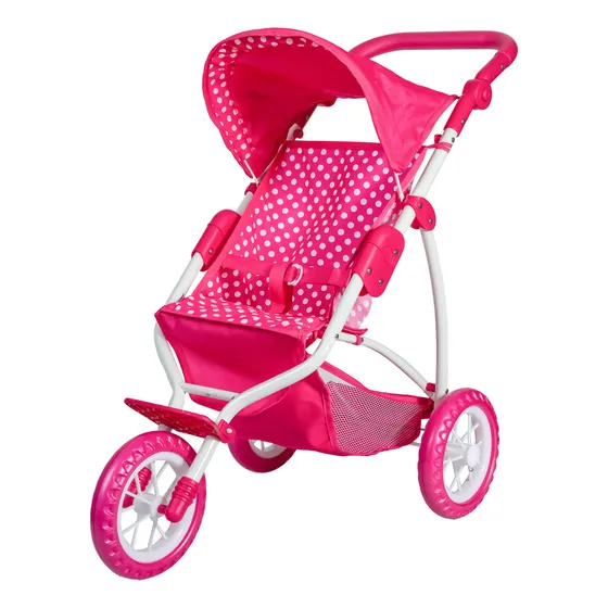 Coche Para Bebote Y Muñecas Altura Regulable Rainbow Jogger Color Rosa chicle