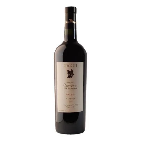 Vino tinto Malbec Nanni Reserva 2018 750 ml pack x 6 u en estuche de cartón