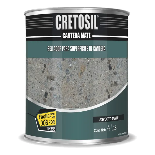 Cretosil Sellador / Barniz Apariencia Mojado Wet-look Aspecto Mate. Para Concreto, Cantera, Barro, Ladrillo, Piedras, Yeso, Adoquin, Terracota Y Más. 100% Acrílico. 4 Lts. Color Transparente